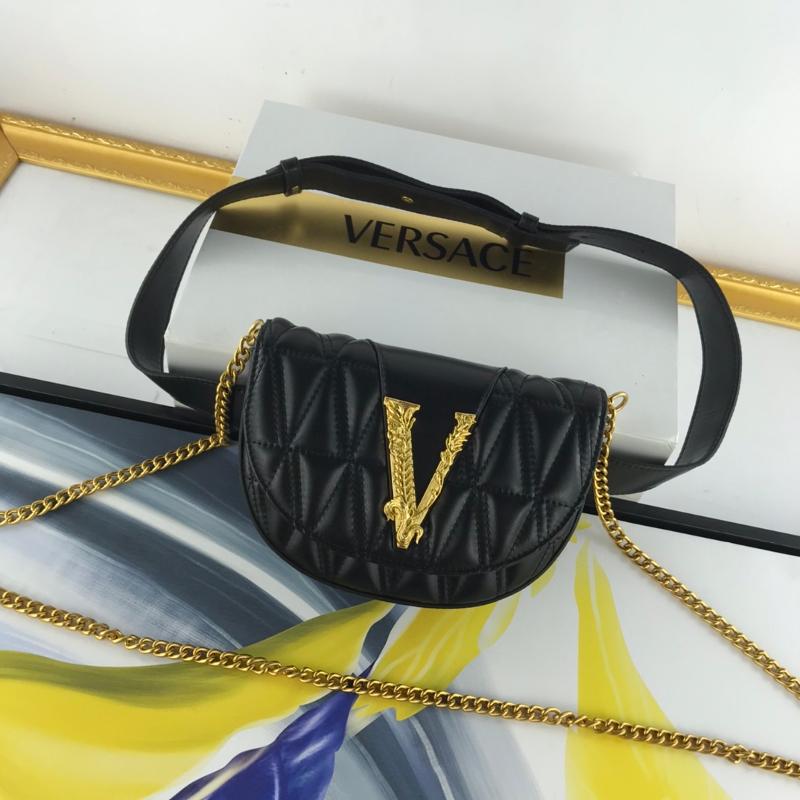 Versace Chain Handbags DV3G984 Pleated Black